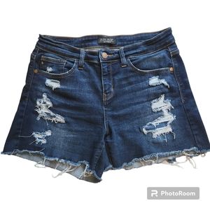 Judy Blue Size Medium distressed Dark Wash High Waist shorts